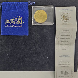 Alberta Canada Centennial Coin 2005 Students With Pouch And COA. 100 Years